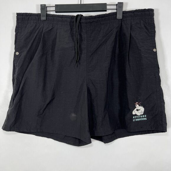 Vintage Big Dogs Swim Trunks Mens Medium (Fit Like XL) 38x6 Black Mesh Lined - Picture 1 of 14